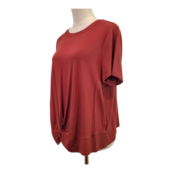 TORRID SZ 1 (14/16 -1X) Super Soft Slub Crew Neck Twist Crop Tee Red - Picture 5 of 10